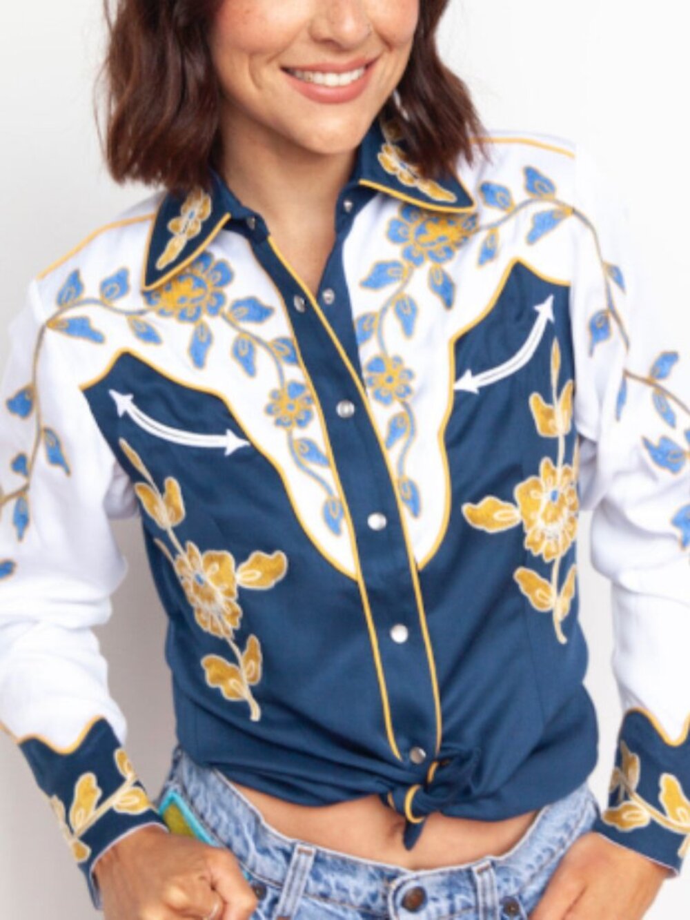 H BAR C- The Charleston- Embroidered Top- NEW WITH TAGS